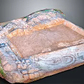 Detailed Terrain Scene Component With Irregular Edges Textured Surface And Colorful Details