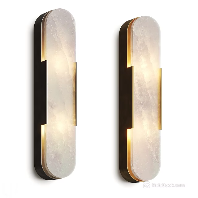 Modern Wall Lamps With Marble Texture And Metal Frame Warm Light Design 3d model 