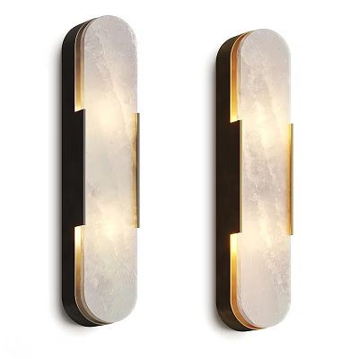 Modern Wall Lamps With Marble Texture And Metal Frame Warm Light Design 3d model
