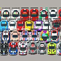 Colorful Race Car Models Arranged Neatly In Multiple Rows 3d model