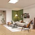 Modern Living and Dining Room Interior With Sofa Coffee Table TV Plants and Wooden Flooring