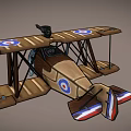 Vintage Biplane Passenger Plane With Wooden Wings Propeller And 3D Model Design