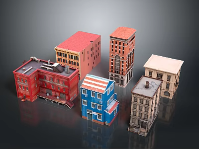 Colorful Architectural Building Models With Various Styles And Multiple Stories 3d model