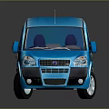 Blue Small Cargo Van Exterior Design in 3D Rendering With Reflection and Commercial Use 3d model