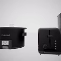 Modern Black Kitchen Daily Electrical Appliances Including Cuisinart Toaster And Food Processor With Sleek Design