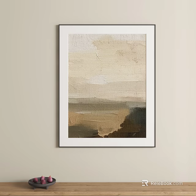 Soft Toned Abstract Painting With Beige Brown Layers And Wall Hanging Design 3d model 