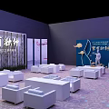 2024 Huawei Fan Festival Event Venue With White Seats And Blue Backdrop Design