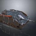 Vintage Military Tank With Rusty Metal Body Tracks And Turret Gun Barrel