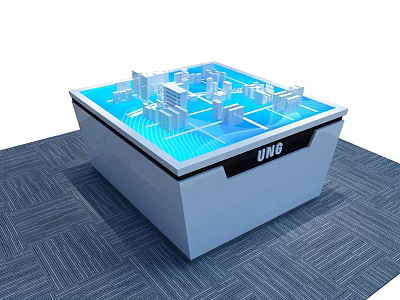 UNSC Display Platform With Blue Top And City Model Buildings 3d model