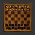 Wooden Chessboard With Black And White Chess Pieces Arranged On Checkerboard Surface