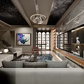 Elegant Living and Dining Room Interior With Beige Sofa Coffee Table Crystal Chandelier And Rug