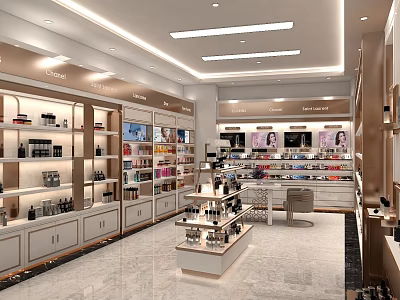 Bright Modern Beauty Retail Store Featuring Display Shelves Product Displays And Cabinets 3d model