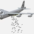 US Air Force Fighter Aircraft Dropping Multiple Bombs With Four Engines In Flight 3d model