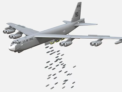 US Air Force Fighter Aircraft Dropping Multiple Bombs With Four Engines In Flight 3d model