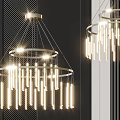 Contemporary Circular Chandelier With Hanging Strip Light Tubes And Modern Illuminated Design