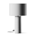 Modern Table Lamp With Linen Fabric Shade And Stone Column Base For Living Room Decor