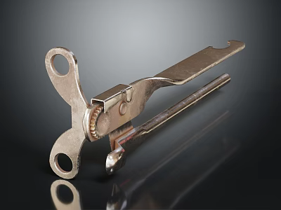 Metal Clamp Tool With Gear Mechanism And Two Holes On Black Surface 3d model
