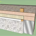 Building Component Sectional Structure With Multi layer Materials Concrete Wall And Metal Connectors 3d model