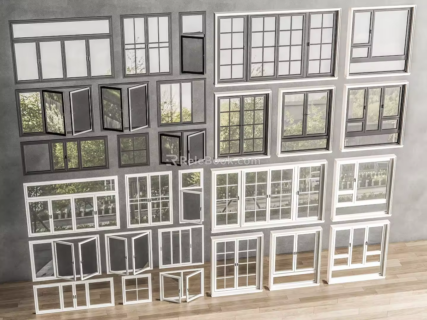 Modern window combination window glass window floor-to-ceiling window balcony window bay window bedroom window casement window door and window stainless steel sliding window 3d model