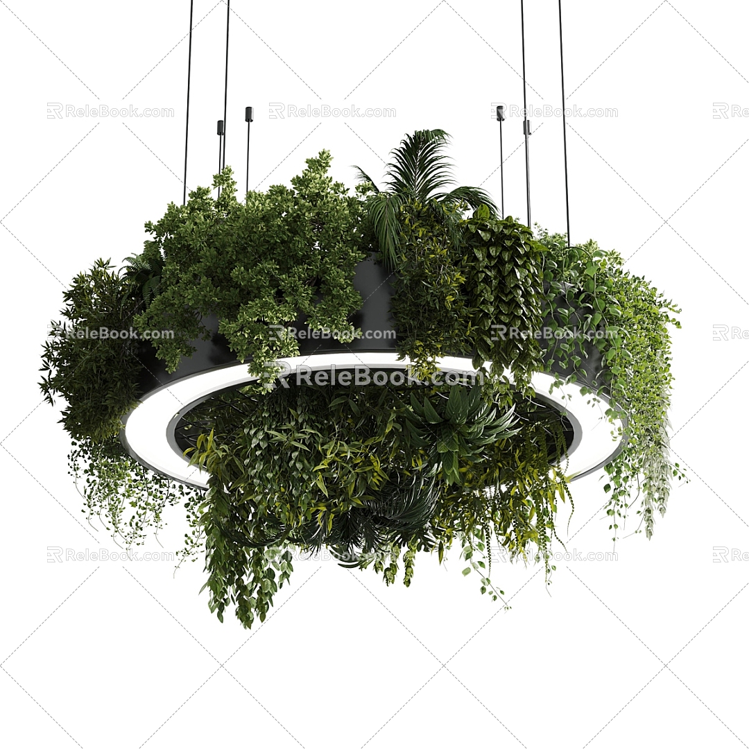 Modern chandelier vine green plant chandelier 3d model