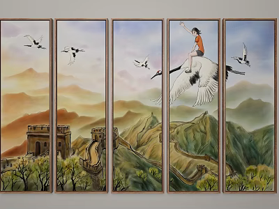 modern landscape painting decorative painting 3d model