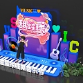 Music Symbols Candy Lollipop Music Festival Meichen Photo Pit-in Interactive Stage Blue Red 3d model