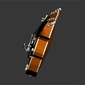 Orange Electric Guitar Musical Instrument With Glossy Body And Reflection On Gray Background