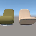 Modern Khaki Leather Leisure Chair With Sleek Curved Design And Round Metal Base