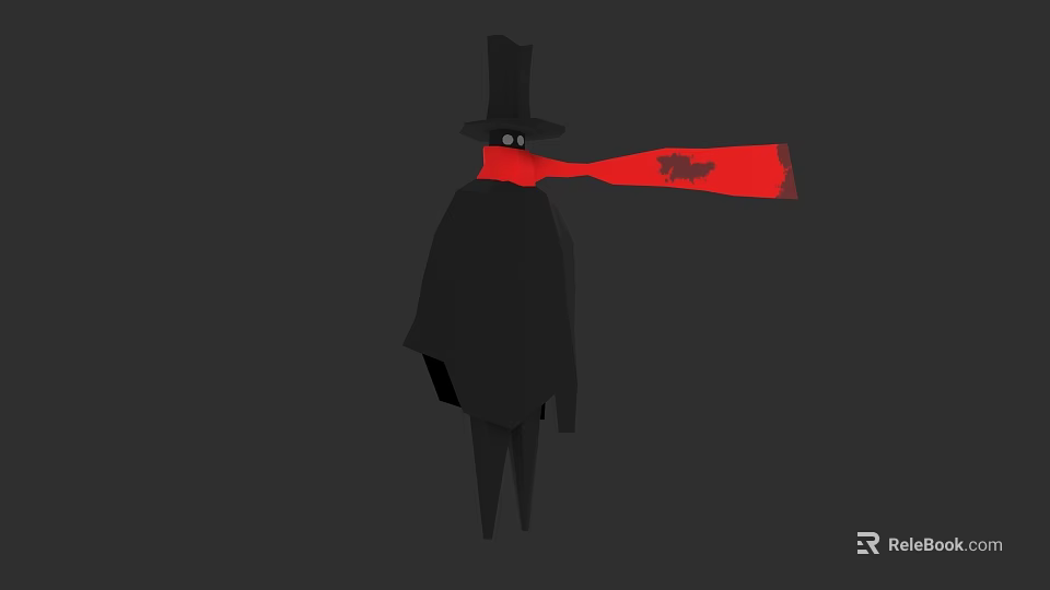 Cosmic Space Explorer Figure With Top Hat Cloak And Red Scarf 3d model 