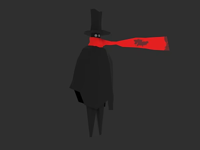 Cosmic Space Explorer Figure With Top Hat Cloak And Red Scarf 3d model