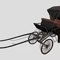 Elegant Vintage Horse Carriage with Black Canopy Brown Seats and Spoked Wheels