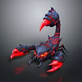 Black Scorpion Character Design With Red Glowing Lava Like Appendages And Sharp Claws