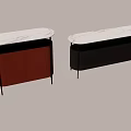 Modern Side Table With Marble Top Metal Frame Grey And Brown Cabinets