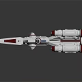 White and Red Cosmic Spaceship Model with Multiple Thrusters and Aerodynamic Structure 3d model