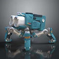 Blue Mechanical Spider Robot With Multiple Legs And Dual Cannons Structure 3d model