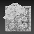 Green Granular OK Hand Gesture Sculpture Composed of Small Particles With Square Base