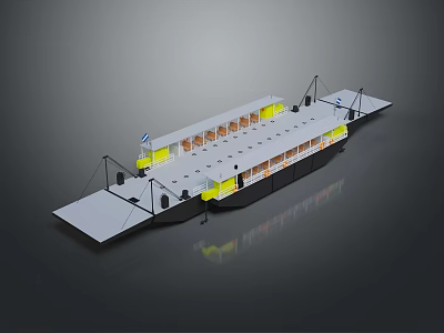 Modern Passenger Ferry Design With Upper Deck Seats And Yellow Accents 3d model