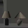 Black And White Vase Base Table Lamps With Fabric And Pleated Shades On Light Table