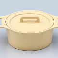 Beige Cookware With Lid And Two Handles Practical Kitchen Essential For Cooking