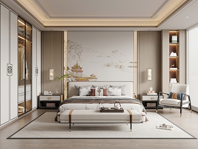 New Chinese bedroom 3d model