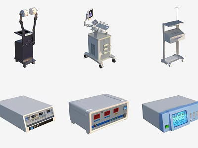 Essential Medical Equipment Including Mobile Carts Display Devices And Control Panel Instruments 3d model