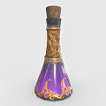 Colorful Magic Potion Bottles With Green Purple Blue Glass And Gold Ornate Details