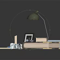 Desk Organizer Essentials With Notebook Lamp Books And Stationery Items