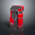 Red Industrial Device With Dual Cylindrical Components And Black Top Control Panel 3d model