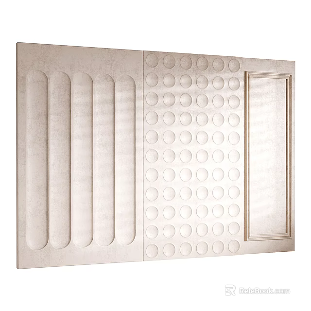 Decorative Textured Background Wall With Vertical Strips Circular Patterns And Rectangular Panel 3d model