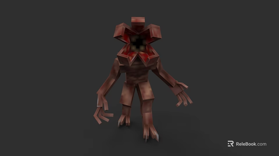 Red Fantasy Monster 3D Model With Petal Like Head And Sharp Claws 3d model 
