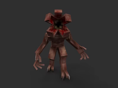 Red Fantasy Monster 3D Model With Petal Like Head And Sharp Claws 3d model
