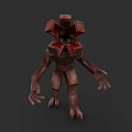 Red Fantasy Monster 3D Model With Petal Like Head And Sharp Claws