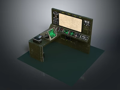 Advanced Electronic Control Console With Display Screen Buttons And Indicator Lights 3d model