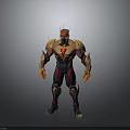 Sci Fi Warrior Character Design With Black Red Gold Armor And Glowing Elements